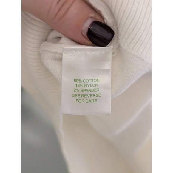 Lilly Pulitzer Long Sleeve Shirt Size M White Stretch Vintage V Neck Logo - Picture 4 of 15